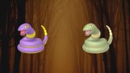 Regular and shiny Ekans (Image via TPC)